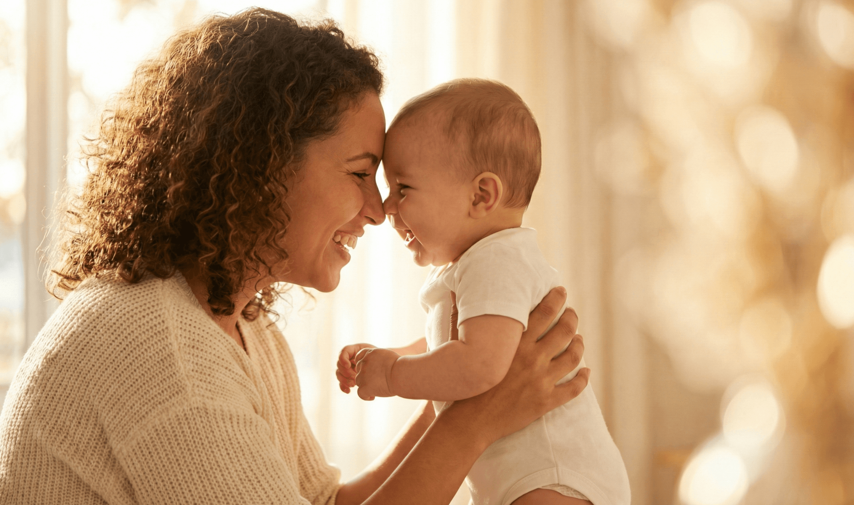 A mother and baby sharing a joyful moment
